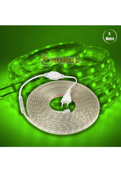 5 Metre Yeşil Işık Hortum Şerit LED Dış Ortam Aydınlatma 220V Fişli SB-6539