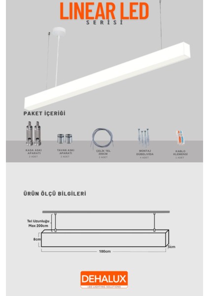 100CM 32W Beyaz Kasa Linear LED |soğuk Beyaz 6500K|OFIS, Mağaza, Ev, Otel, Plaza, Hastane Aydınlatma modelleri