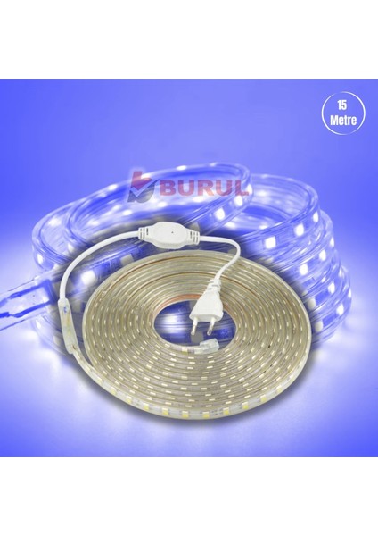 5 Metre Mavi Işık Hortum Şerit LED Dış Ortam Aydınlatma 220V Fişli SB-6539