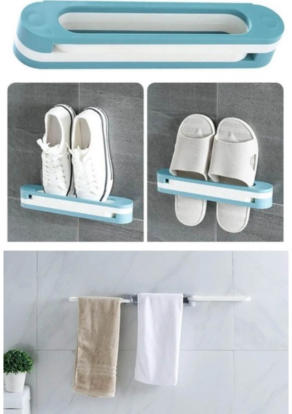 Mavi Kendinden Yapışkanlı Banyo ve Kapı Arkası Ayakkabı Rafı modelleri