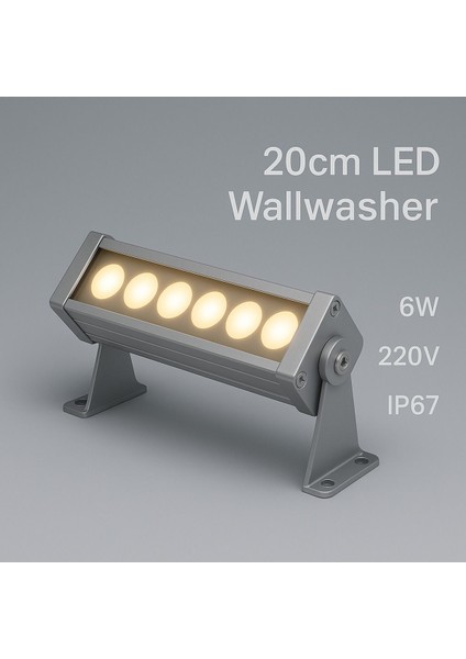20CM 6W LED Wallwasher Naturel Beyaz 4000K | Dış Cephe, Minare, Bahçe Aydınlatma | Iç-Dış Kullanım