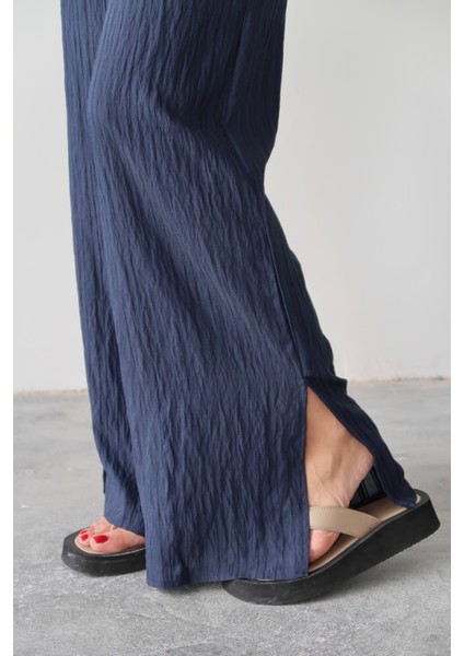 Kendinden Çizgili Gömlek Pantolon Takım