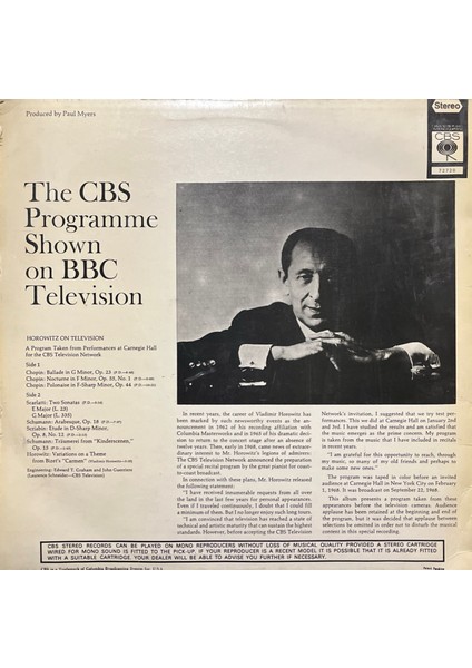 Horowitz On Television Classic Lp Plak fiyatları