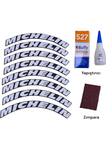 Lastik Yanak Yazısı Mıchelın Beyaz 3D + Yapışkan - Lnsmoto fiyatları