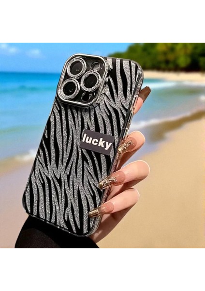 iPhone 14 Pro Max Uyumlu Zebana Camlı Lens Korumalı Lucky Işıltı Silikon Kılıf(Siyah) fiyatları