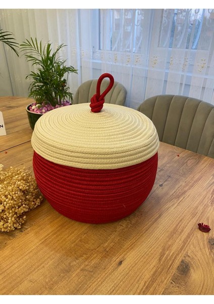 Kırmızı Hasır Sepet, Mutfak ve Meyve Organizeri, Dayanıklı ve Şık Tasarım