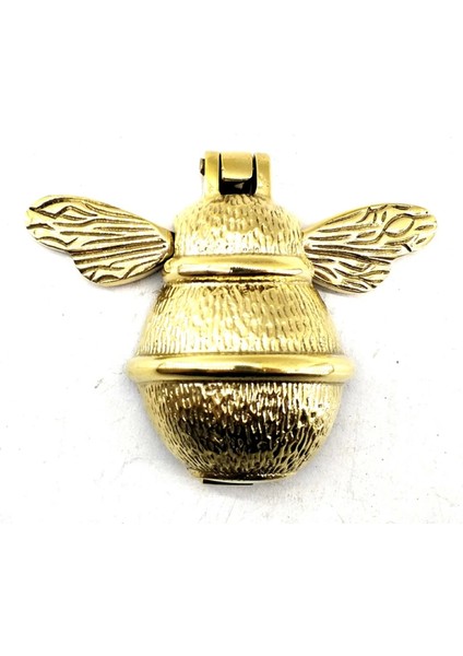 Antika Tarz Dekoratif Pirinç Arı Kapı Tokmağı, Taktak - KÜÇÜK,123X150 mm, Sarı