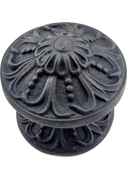 Antika Tarz Dekoratif Pirinç Çiçekli Kapı Tokmağı - 80 mm Çap, Oksit