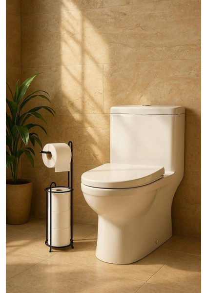 Ayaklı Siyah Tuvalet Kağıtlığı ve Peçetelik Standı, 3 Yedekli modelleri