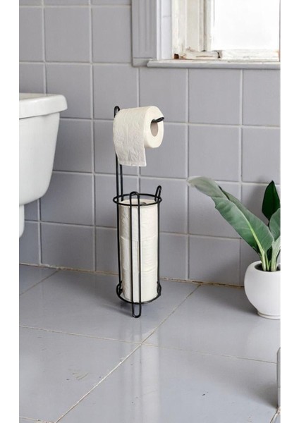 Ayaklı Siyah Tuvalet Kağıtlığı ve Peçetelik Standı, 3 Yedekli fırsatları