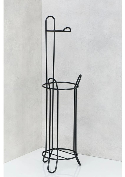 Ayaklı Siyah Tuvalet Kağıtlığı ve Peçetelik Standı, 3 Yedekli indirimleri