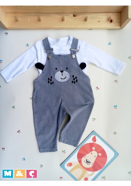 Erkek Bebek Uni Kulaklı Köpek Salopet 9-12-18-24 Ay