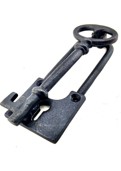 Antika Tarz Dekoratif Pirinç Anahtar Kapı Tokmağı, Taktak - 170X60 mm, Oksit