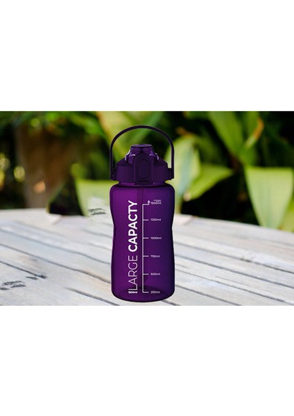 Sağlıklı Polikarbon 1.5l Su Matarası - Pipetli, Taşınabilir, Mavi Mor Renk, Büyük Kapasiteli Suluk