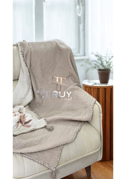 %100 Pamuk Müslin Koltuk Örtüsü Ekru Ekru - 120X200 fiyatları