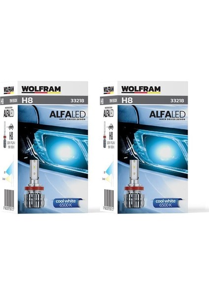 33218 - Ampul Alfa Fansız H8 LED Zenon 1.800 Lümen 12V 19W