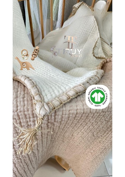 %100 Pamuk Müslin Bebek Yorgan Ekru 100X120 - Ekru fiyatları