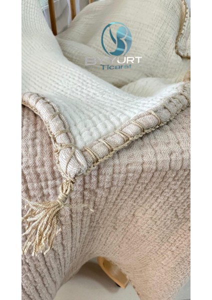 %100 Pamuk Müslin Bebek Yorgan Ekru 100X120 - Ekru modelleri