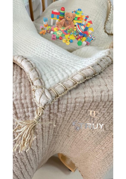 %100 Pamuk Müslin Bebek Yorgan Ekru 100X120 - Ekru indirimleri