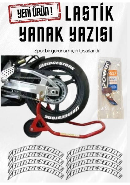 Lastik Yanak Yazısı Brıdgestone Beyaz 3D + Yapışkan - Lnsmoto
