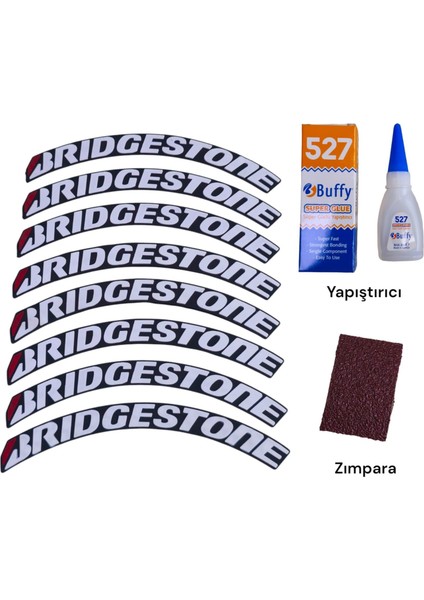 Lastik Yanak Yazısı Brıdgestone Beyaz 3D + Yapışkan - Lnsmoto fiyatları