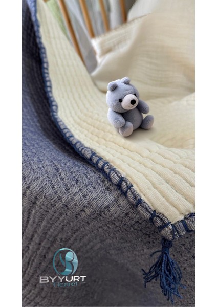 %100 Pamuk Müslin Bebek Indigo Mavi 100X120 - Indigo Mavi