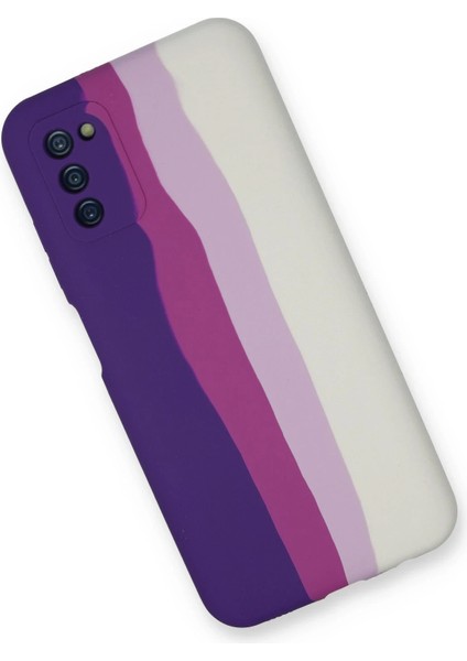 Samsung Galaxy A03S Kılıf Ebruli Lansman Silikon - Mor-Beyaz Arbkd fiyatları