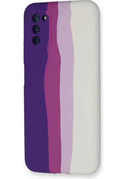 Samsung Galaxy A03S Kılıf Ebruli Lansman Silikon - Mor-Beyaz Arbkd modelleri