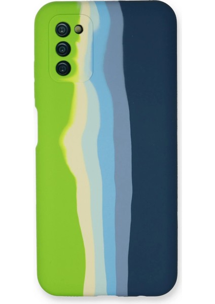 Samsung Galaxy A03S Kılıf Ebruli Lansman Silikon - Yeşil-Koyu Yeşil Arbkd