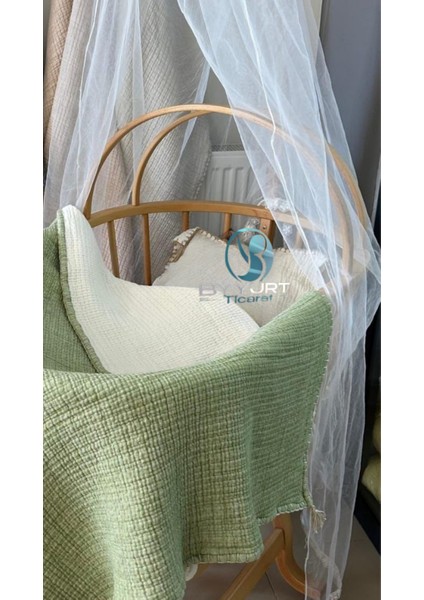 %100 Pamuk Müslin Bebek Yorgan Çağla Yeşili 100X120 - Çağla Yeşili fırsatları