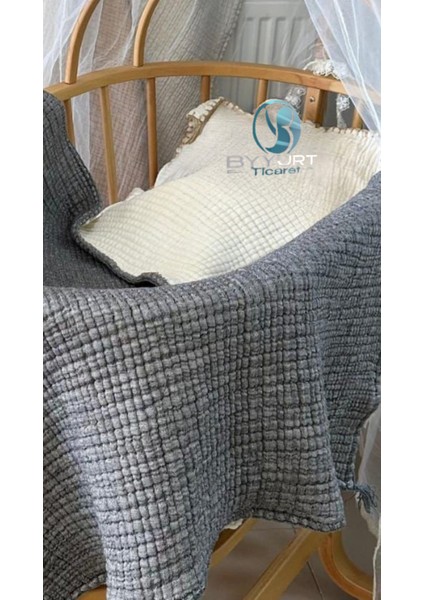 %100 Pamuk Müslin Bebek Yorgan Antrasit 100X120 - Antrasit Gri fiyatları