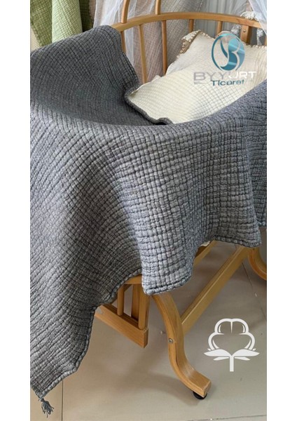 %100 Pamuk Müslin Bebek Yorgan Antrasit 100X120 - Antrasit Gri modelleri