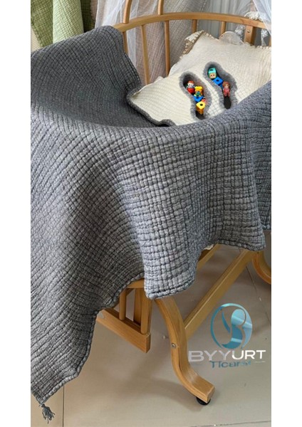 %100 Pamuk Müslin Bebek Yorgan Antrasit 100X120 - Antrasit Gri fırsatları