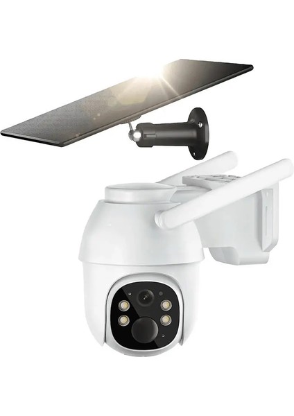 Uranıum ANP-PT3215B4G-SOLAR Panel 3mp 3.6mm Lens 4g/lte 15 Metre Ir Led/renkli Solar Panel Beyaz Renk Kamera(Ubox)