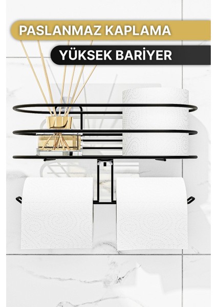 Siyah Yapışkanlı Tuvalet Kağıdı Düzenleyici, Banyo Organizeri fiyatları