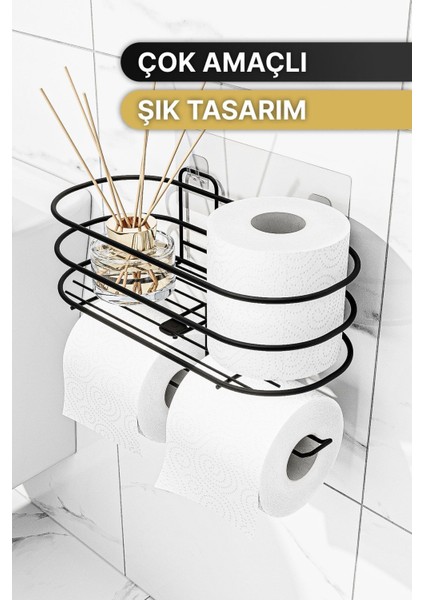 Siyah Yapışkanlı Tuvalet Kağıdı Düzenleyici, Banyo Organizeri fırsatları