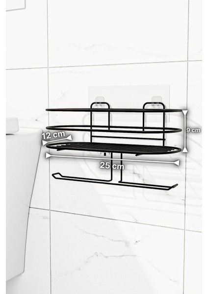 Siyah Yapışkanlı Tuvalet Kağıdı Düzenleyici, Banyo Organizeri indirimleri