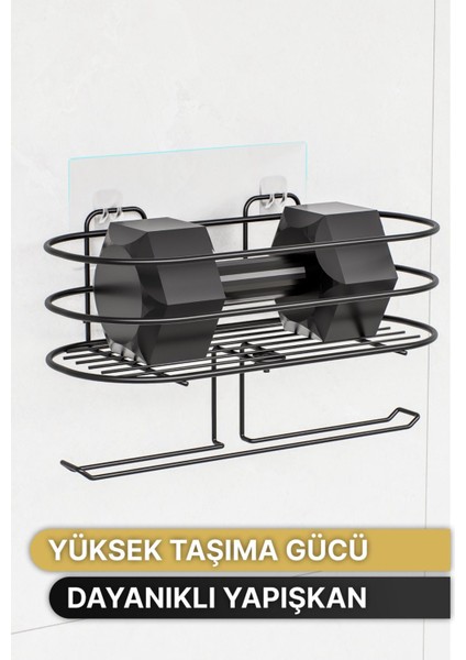 Siyah Yapışkanlı Tuvalet Kağıdı Düzenleyici, Banyo Organizeri