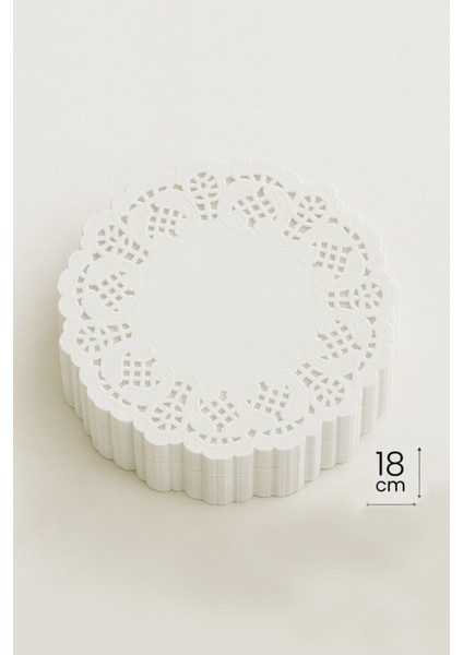 100'LÜ Beyaz Kağıt Dantel Pasta Danteli 18 Cm, Şık ve Zarif Süsleme Seçeneği