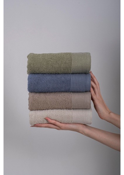 Renkli 4'lü El Yüz Havlu Seti 50X90, Yumuşak ve Şık Takım