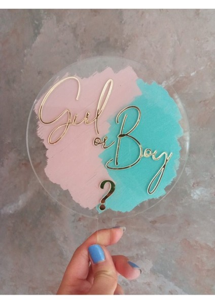 Cinsiyet Temalı Pleksi Pasta Süsü, Renkli ve Şık Parti Dekoru