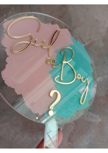 Cinsiyet Temalı Pleksi Pasta Süsü, Renkli ve Şık Parti Dekoru fiyatları