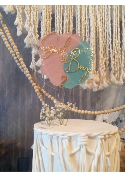 Cinsiyet Temalı Pleksi Pasta Süsü, Renkli ve Şık Parti Dekoru fırsatları