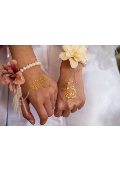 Altın Renkli Geçici Dövme 10'lu Set, Bekarlığa Veda Partisi Için Şık ve Eğlenceli modelleri