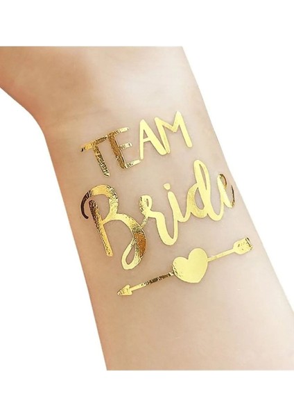 Altın Renkli Geçici Dövme 10'lu Set, Bekarlığa Veda Partisi Için Şık ve Eğlenceli