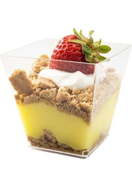 Beyaz 5X6CM Kristal Plastik Akrilik Prizma Kase 120CC 25 Adet Kapaksız