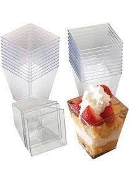 Beyaz 5X6CM Kristal Plastik Akrilik Prizma Kase 120CC 25 Adet Kapaksız fiyatları