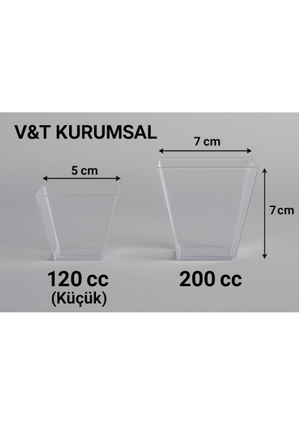 Beyaz 5X6CM Kristal Plastik Akrilik Prizma Kase 120CC 25 Adet Kapaksız modelleri