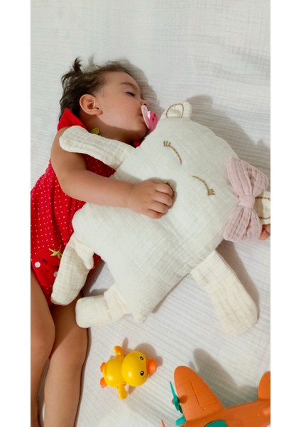 Çocuk Bebek Müslin Uyku Arkadaşı – Mimi Ayıcık El Yapımı Büyük Yastık