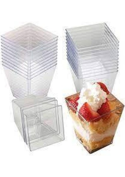 Beyaz 200CC Kristal Akrilik Prizma Kübik Kase 20'li Kapaksız Set fırsatları